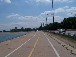 south on the lakeshore bike path